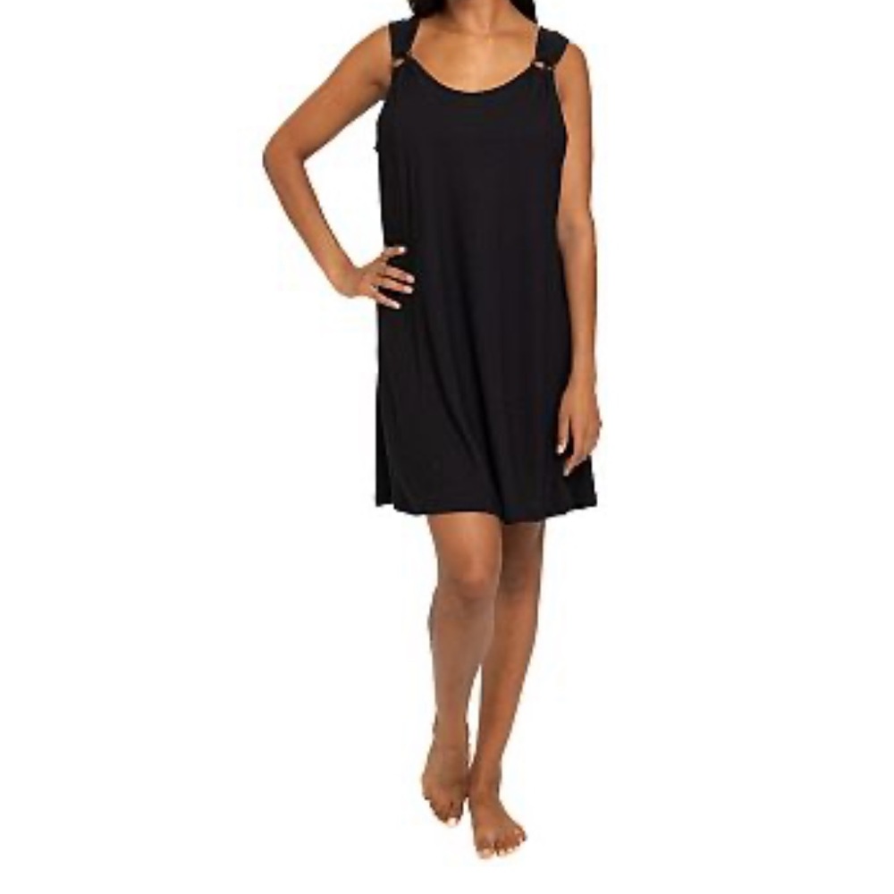 Portocruz Black Ribbed O Ring Coverup